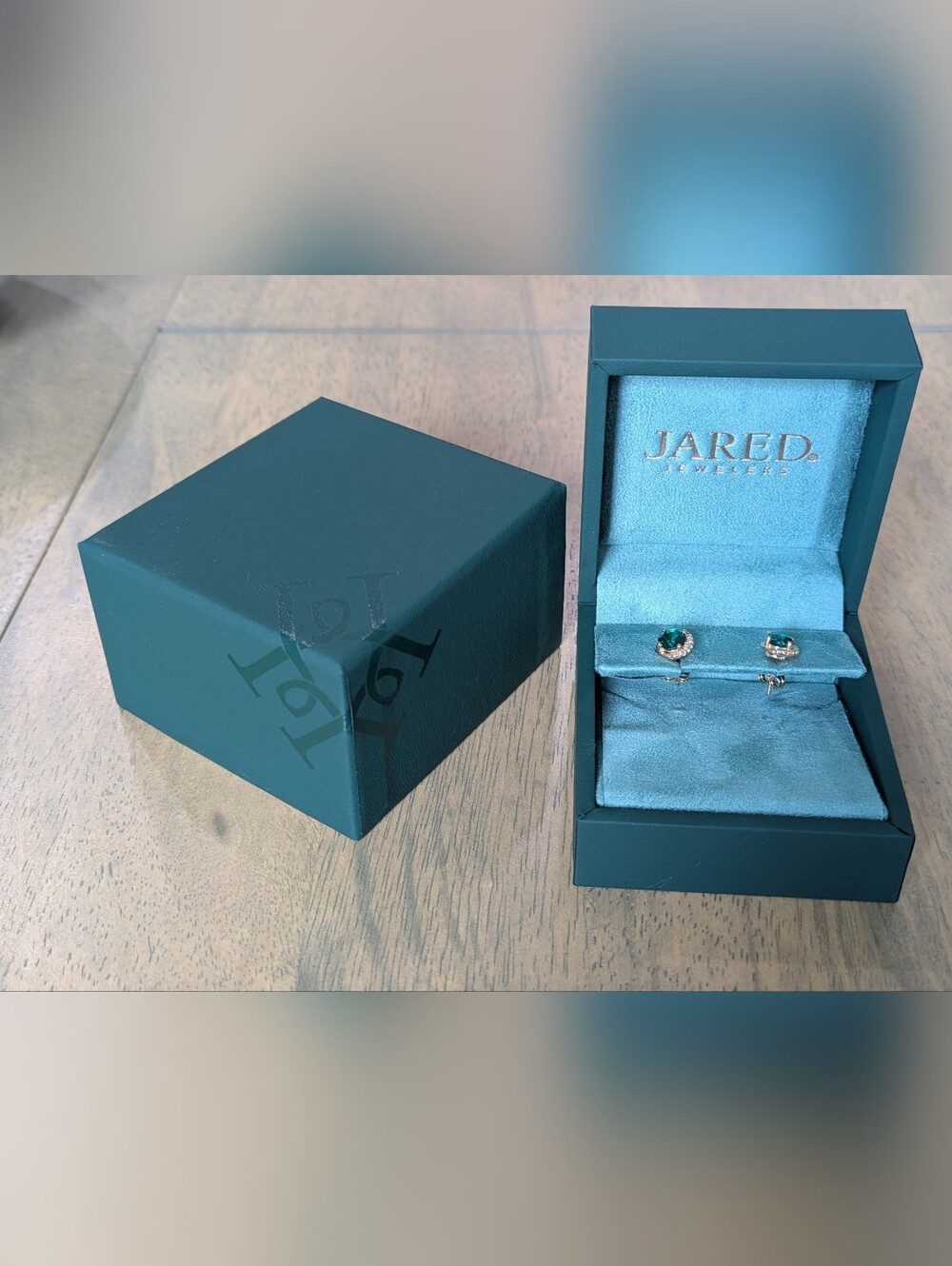 Lab-Created Emerald & Diamond Stud Earrings 1/10 ct tw 10K Yellow Gold